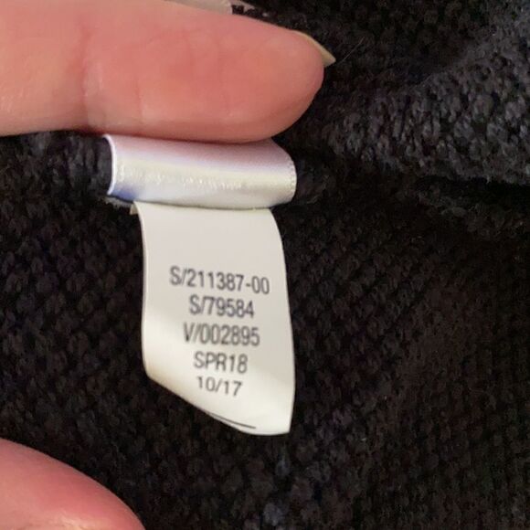 Athleta | Black French Terry Raw Hem Pullover Hoodie Pocket Sweatshirt | M - Picture 6 of 6